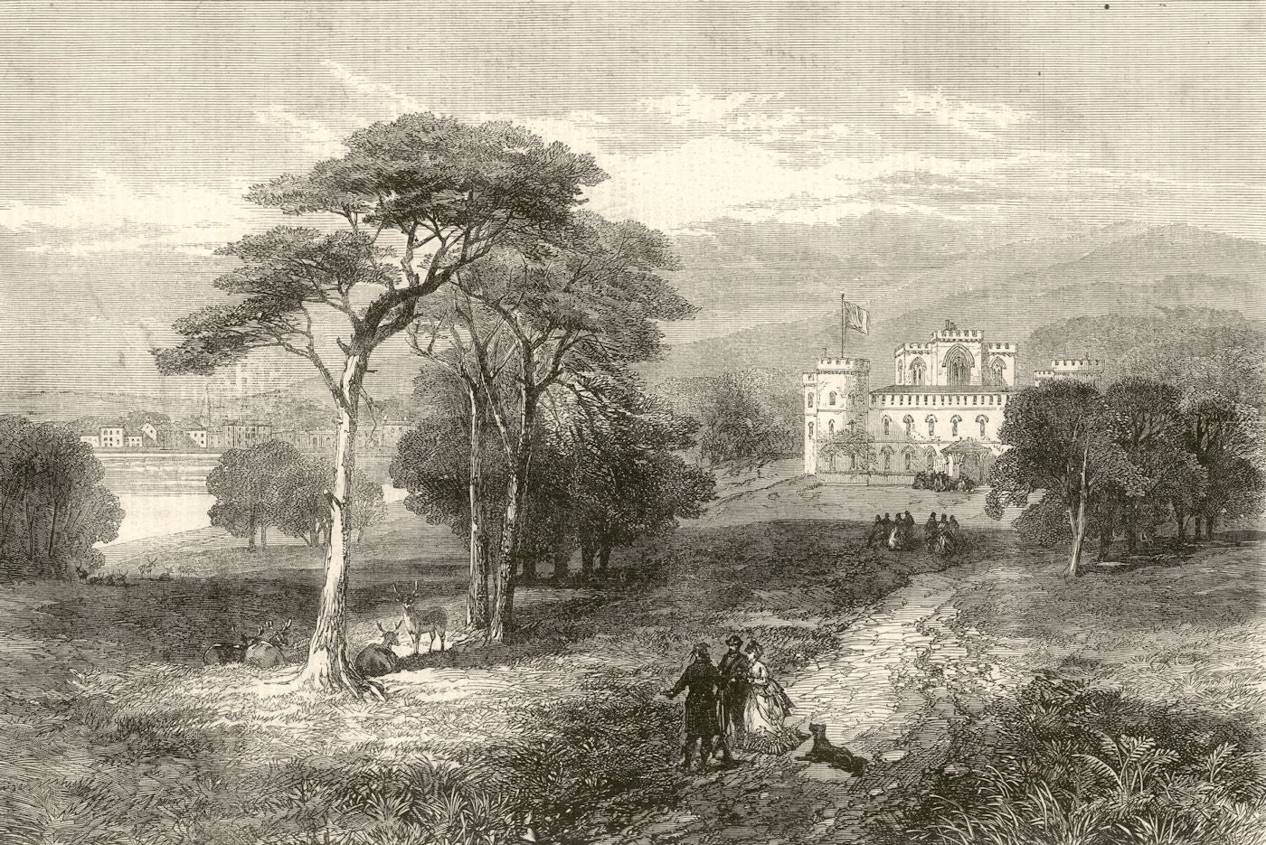 Inverary Castle, the seat of the Duke of Argyll. Scotland 1871 old print